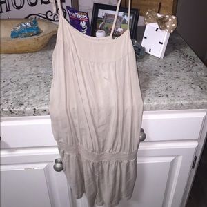 tan spaghetti strap romper